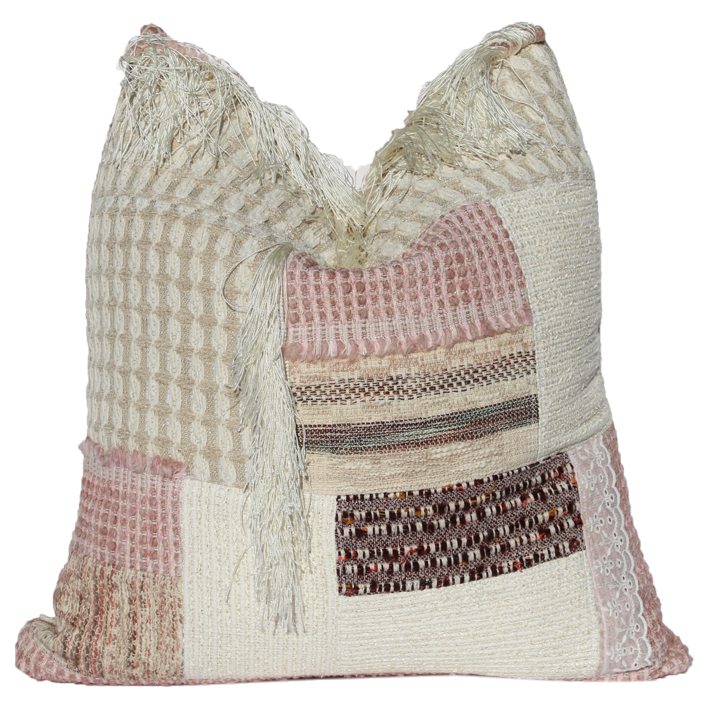 patchwork luxury tweed fringe lace decorative kate stoltz pillow case cover