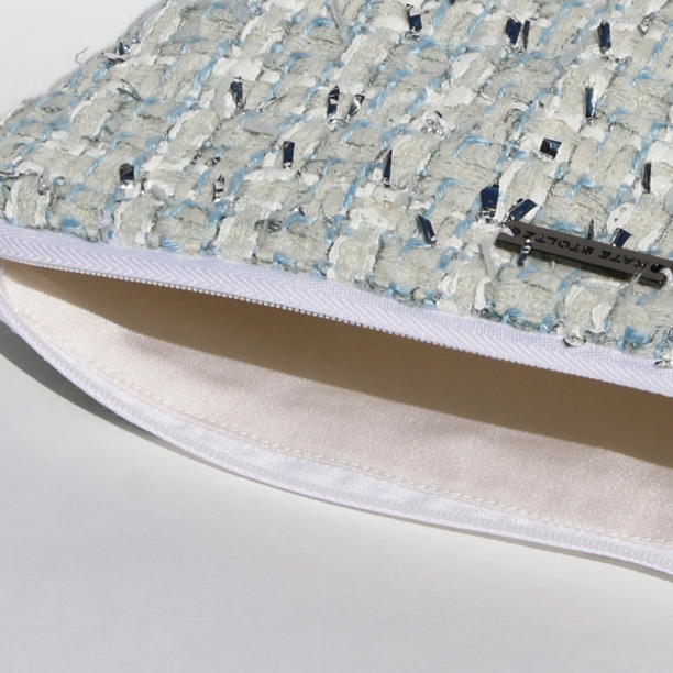 Embellished Tweed Travel Zipper Pouch
