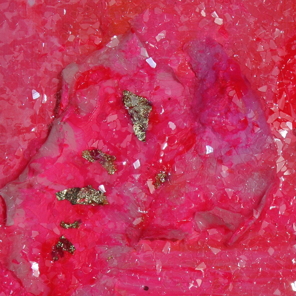 Positively Pink Portrait 1/1 Acrylic with Glitter Glass Painting by Kate Stoltz