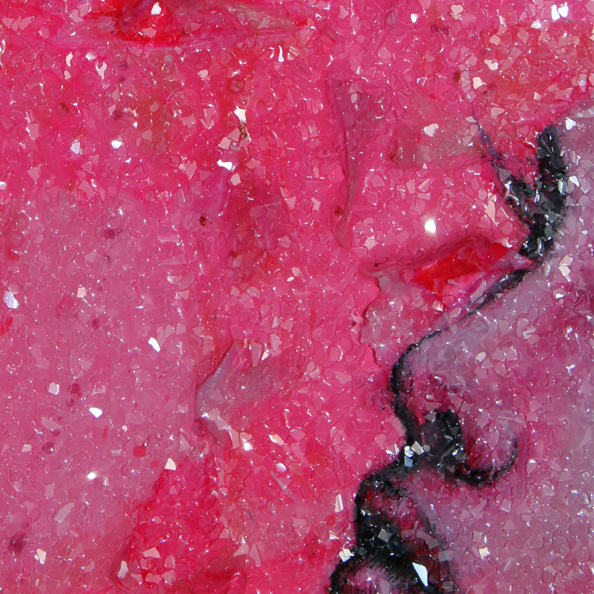 Positively Pink Portrait 1/1 Acrylic with Glitter Glass Painting by Kate Stoltz