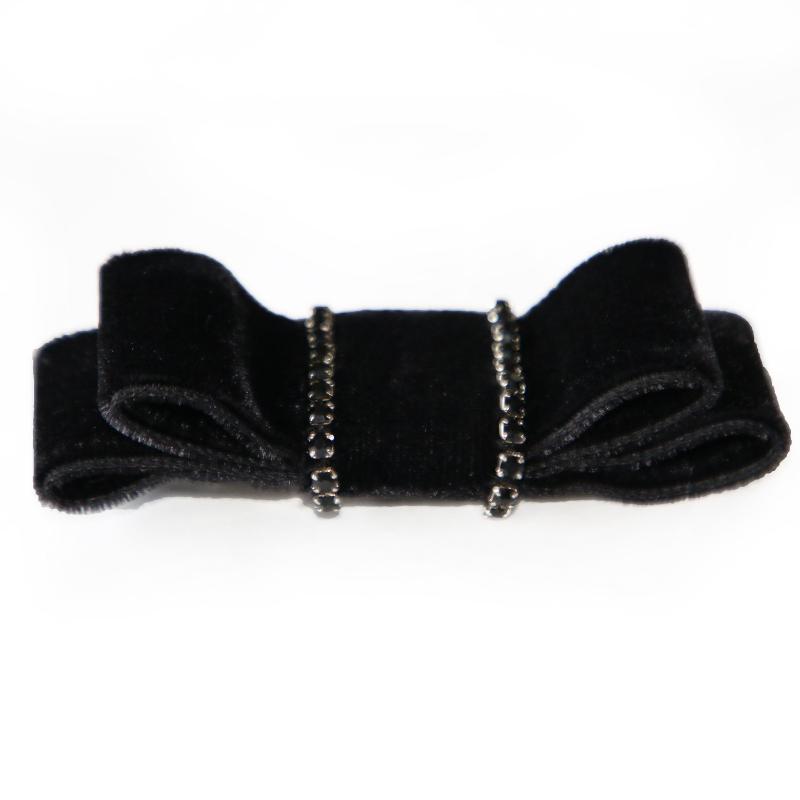 jet swarovski velvet hair bow