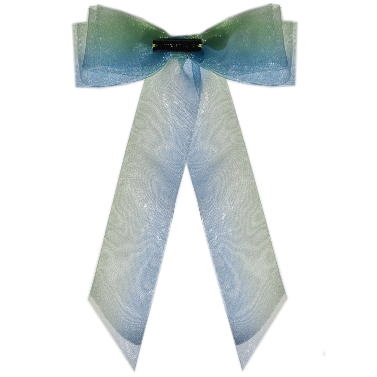 blue-green-organza-hair-bow-clip large