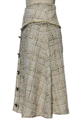 Beige Plaid Tweed Skirt