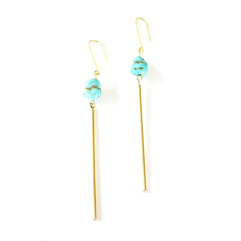 Brass and Turquoise Exponent Earrings