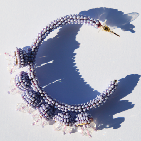 Lavender Coral Beaded Hoop Earrings X Treasure Jewels