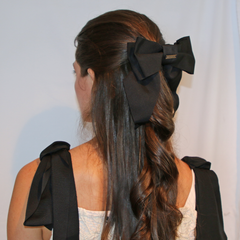 Large Black Grosgrain Hair-bow Clip