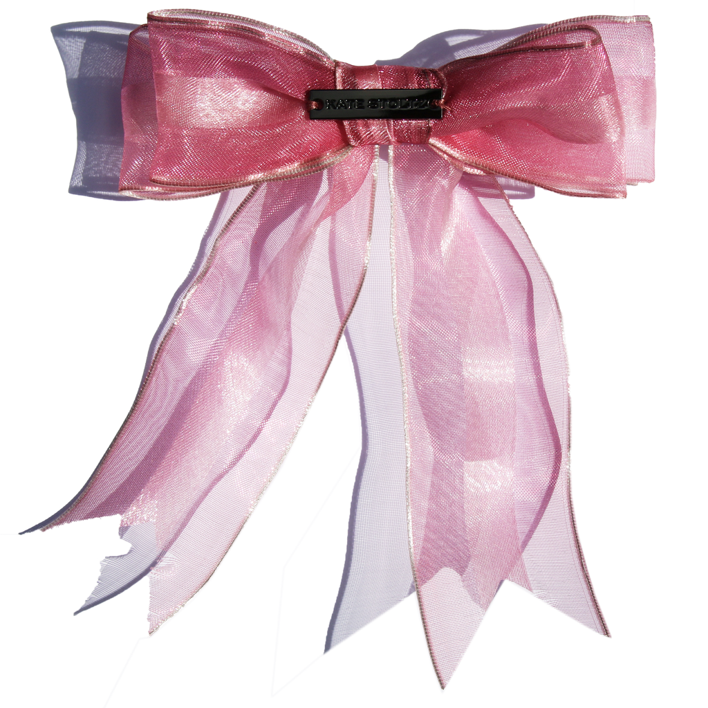 mauve-pink-organza-bow-hair-clip handcrafted in house