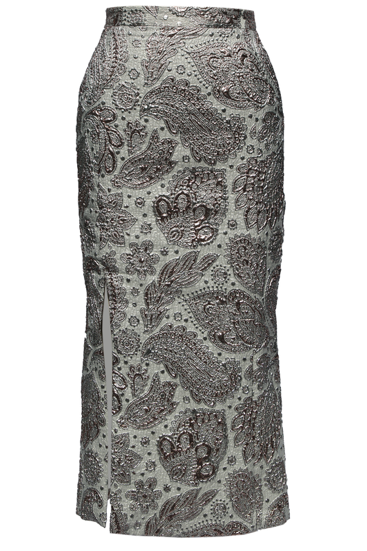 metallic-brocade-pencil-skirt