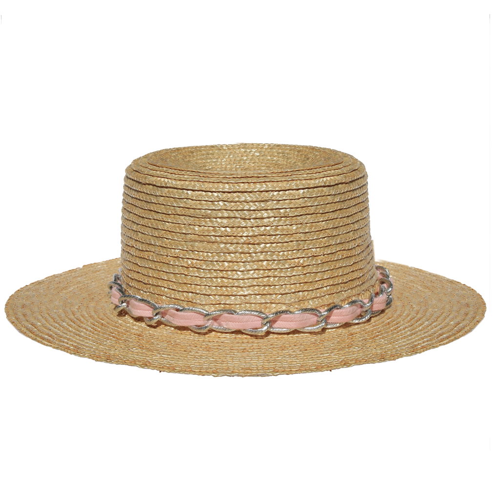 natural-straw-boater-hat-with-silver-metal-chain-pink-braid
