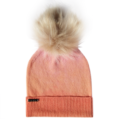 Orange and Pink Gradient Knit Beanie Hat