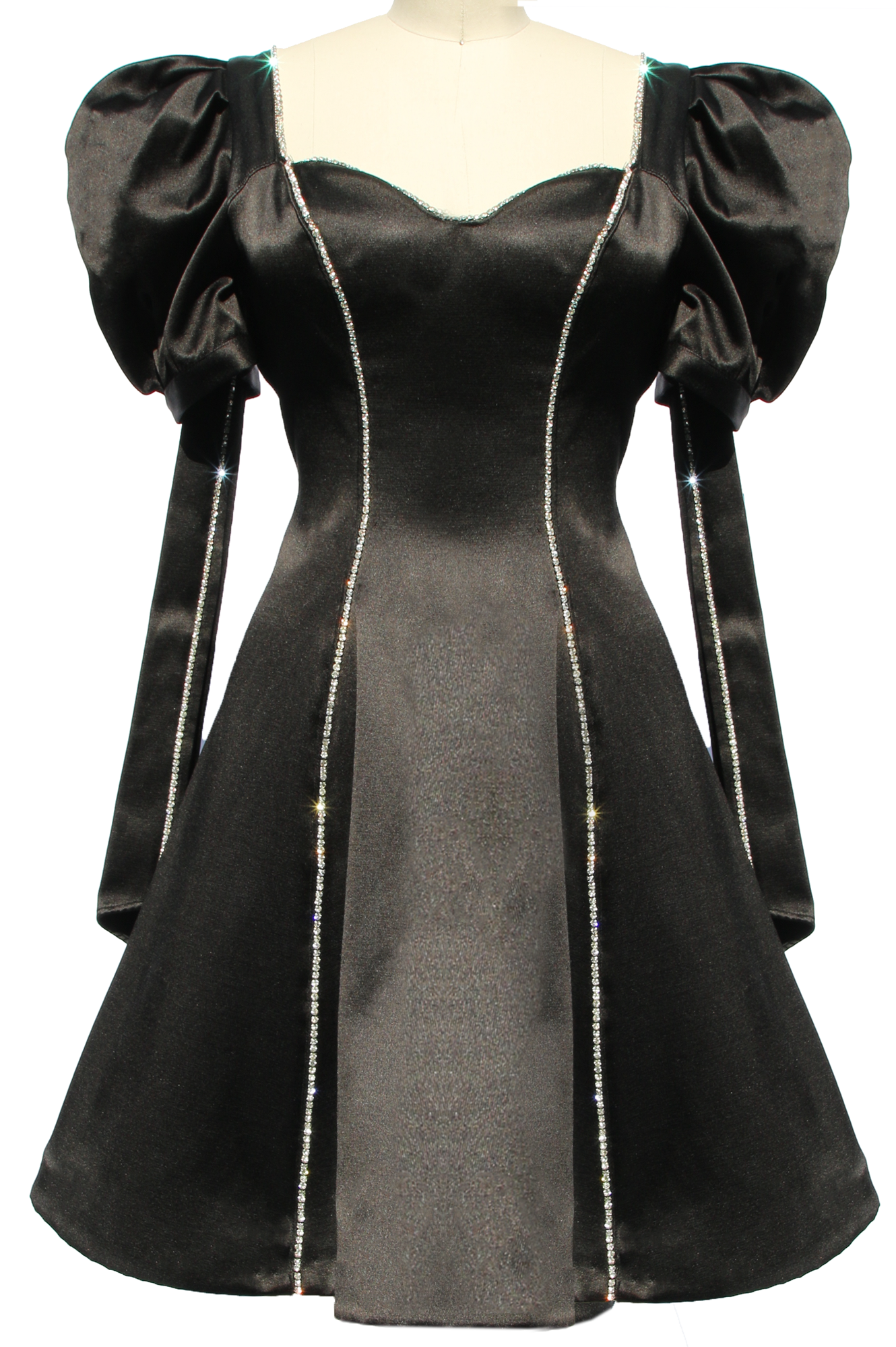 puff-sleeve-crystal-dress