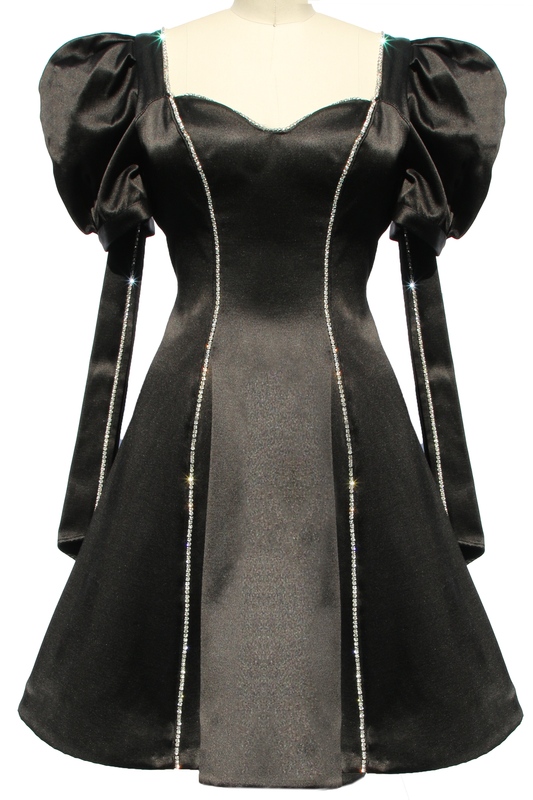 puff-sleeve-crystal-dress