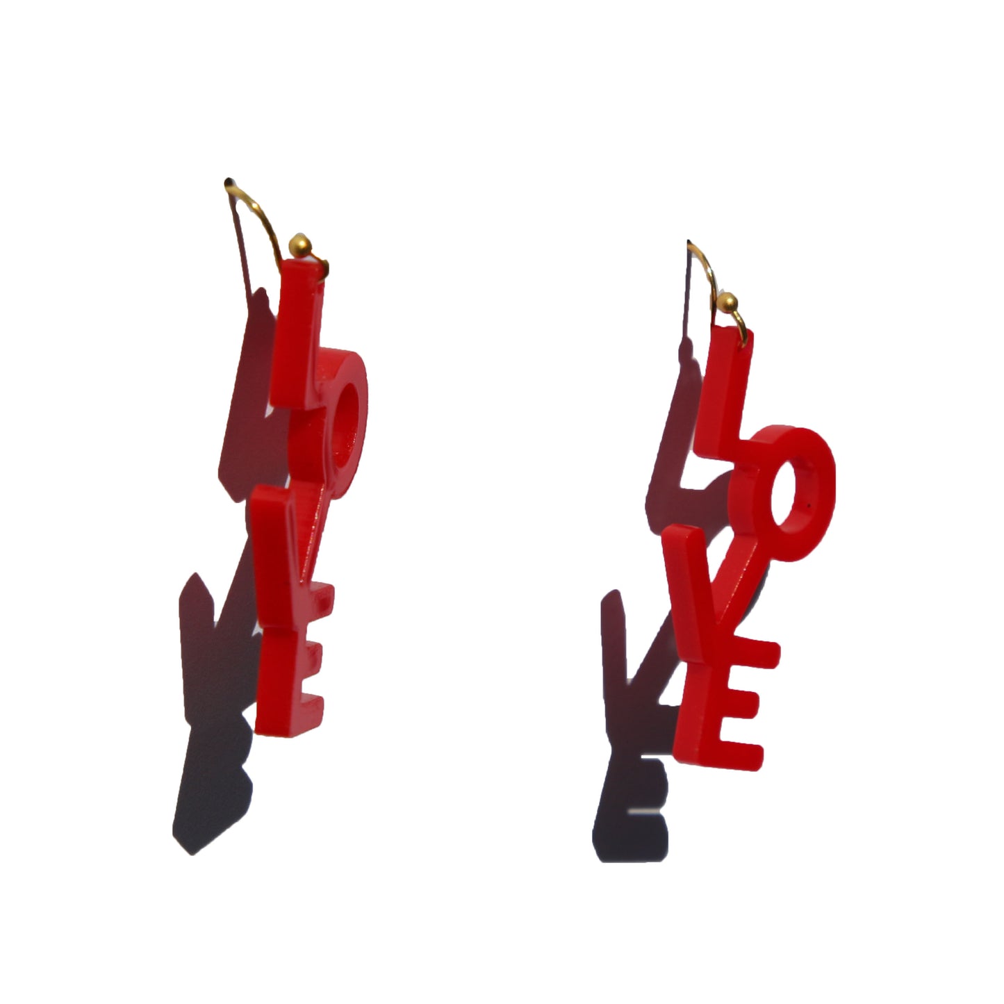 red love acrylic valentines day earrings