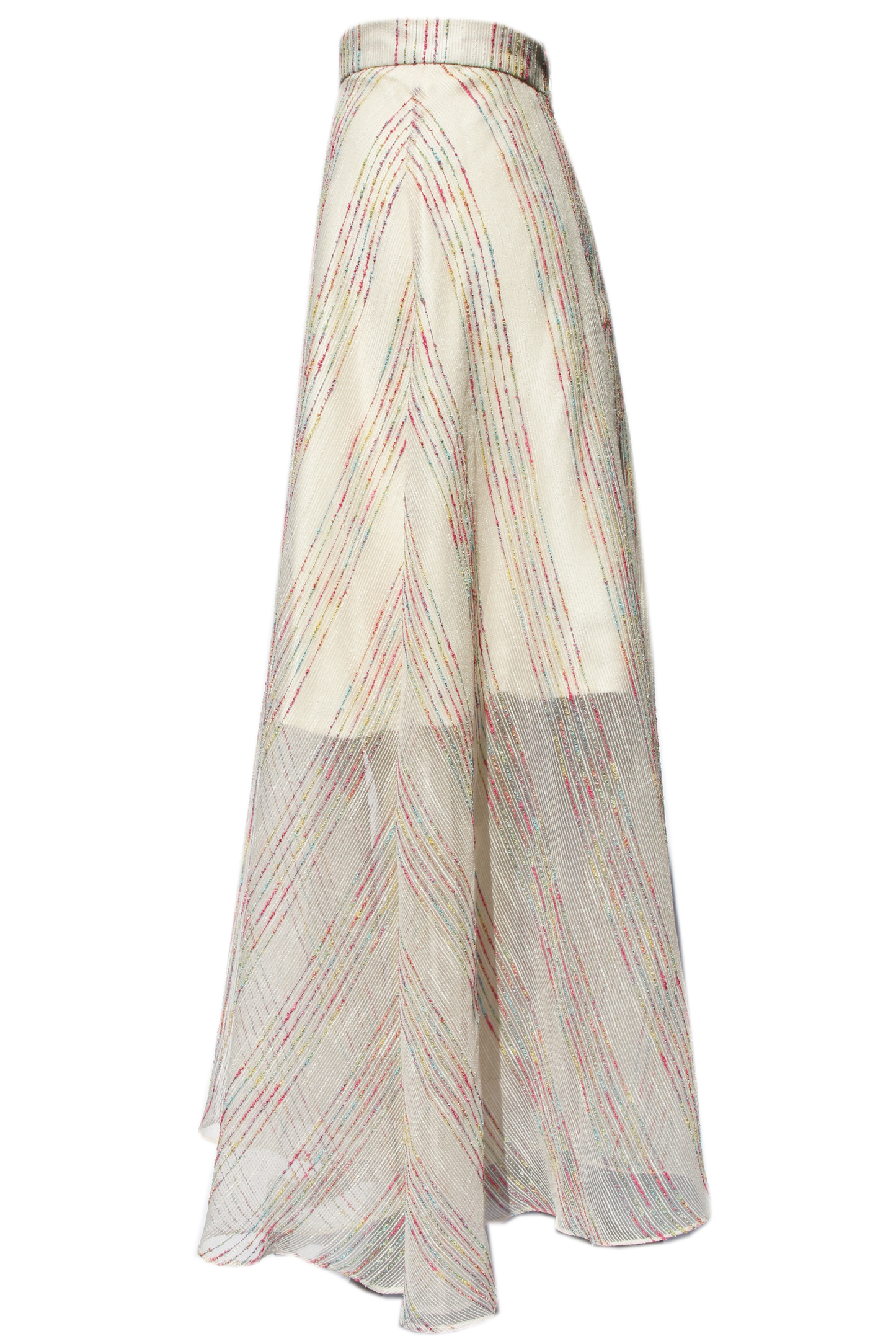 Size 2 Striped Cotton Candy Sheer Midi Skirt