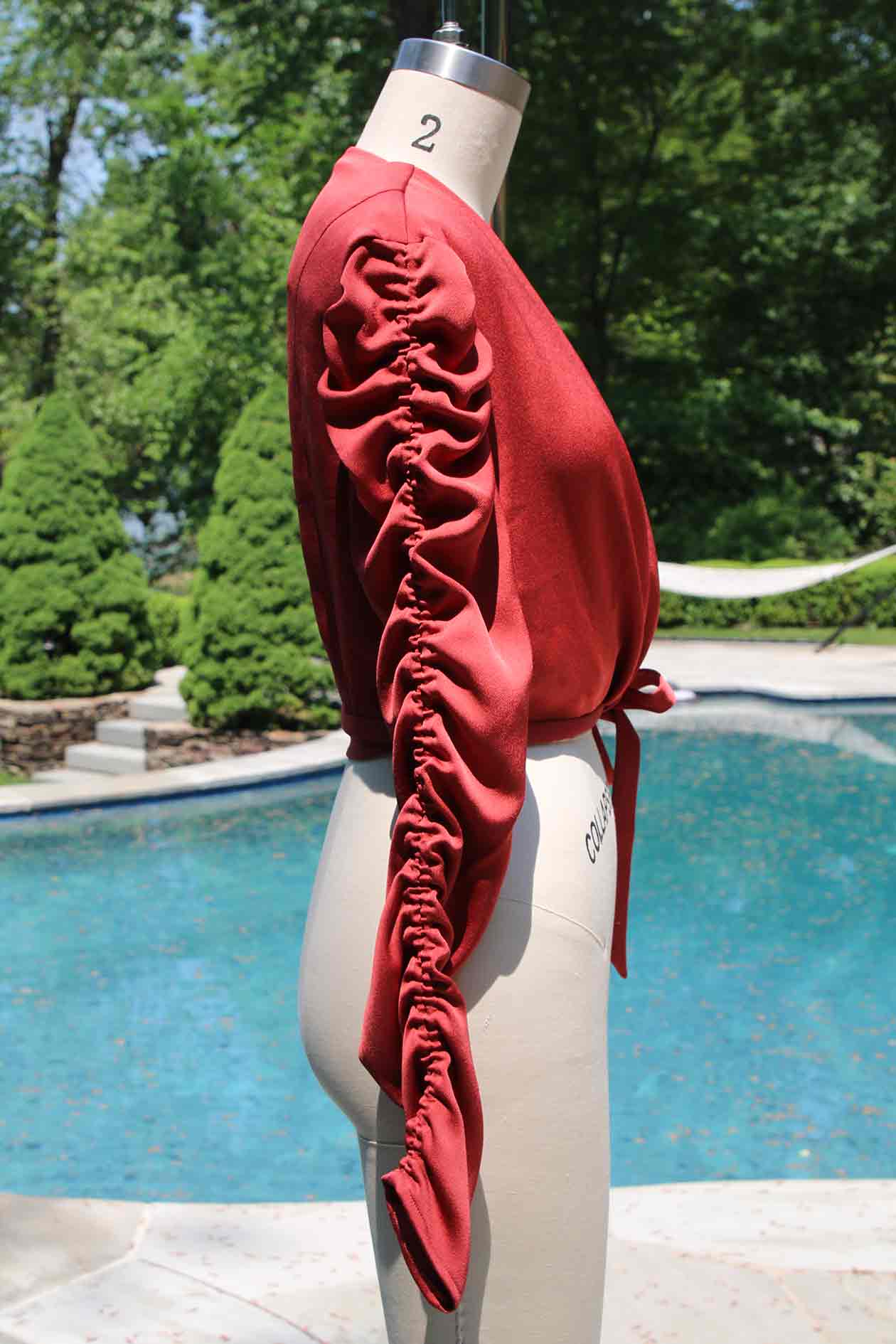 silk-ruched-sleeve-blouse