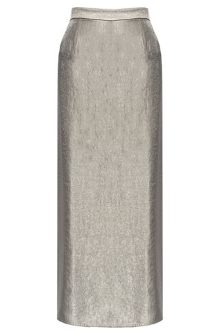 Silver Lamé Pencil Skirt