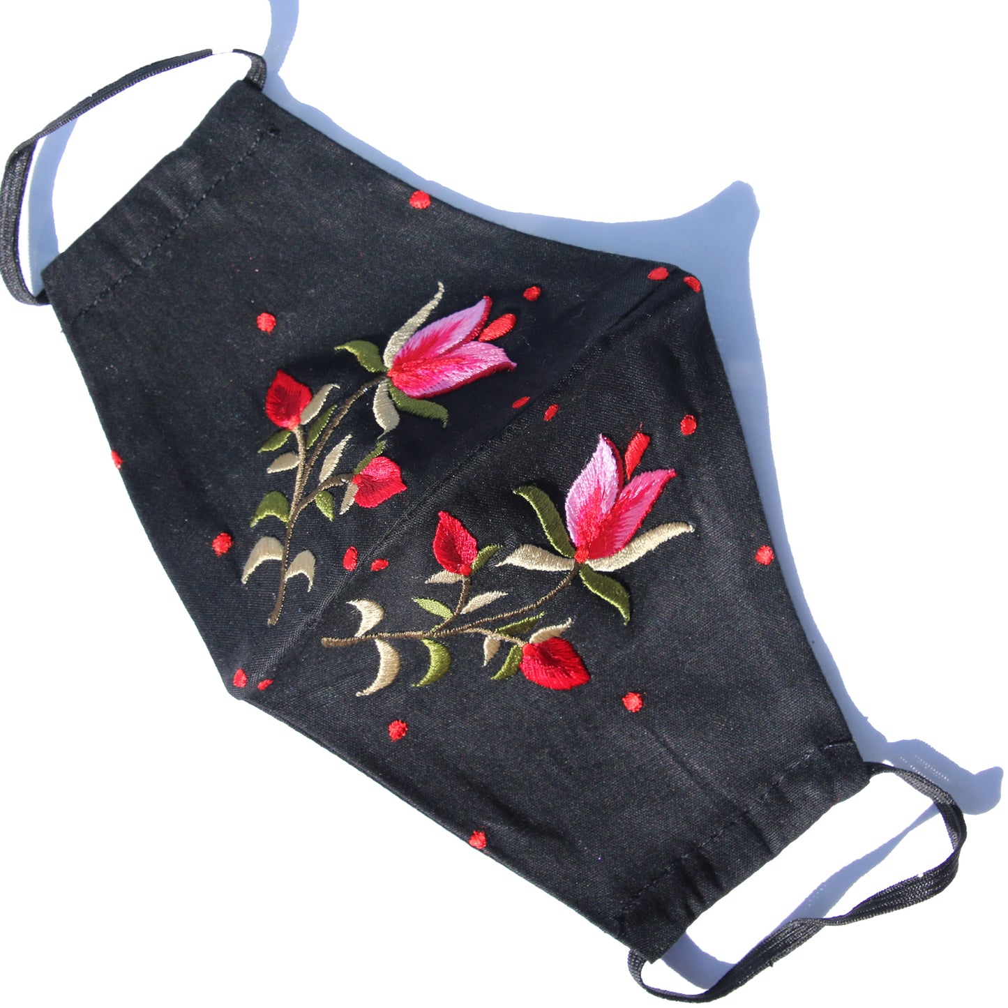 Hand Embroidered Floral Cotton Mask