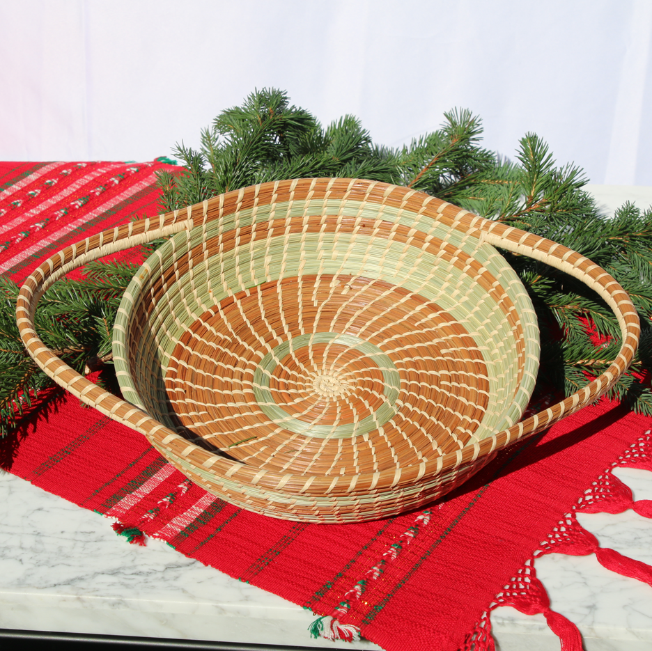 red green arrow fringe table runner