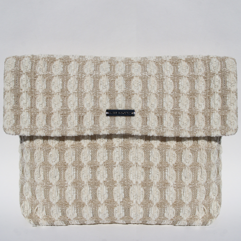 Tweed Beige and White Travel Zipper Pouch