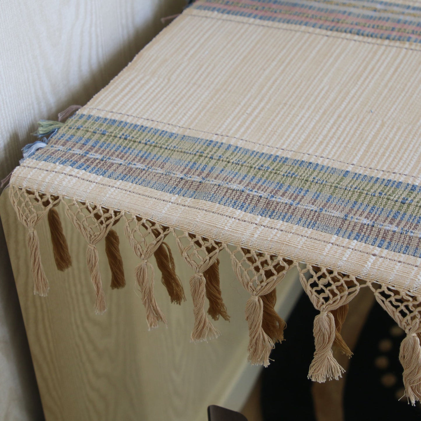 decorative-long-side-table-cover-cloth with tassels
