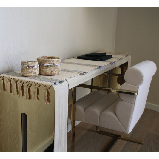 Crema Ikat Handwoven Table Runner