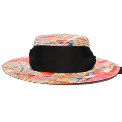     hand-painted-paint-splatter-straw-beach-hat-with-black-grosgrain-ribbon-tie