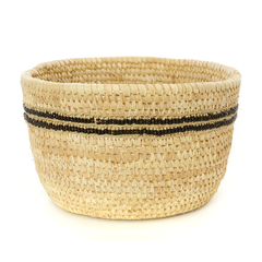 handwoven hand beaded nomadic milking basket bowl