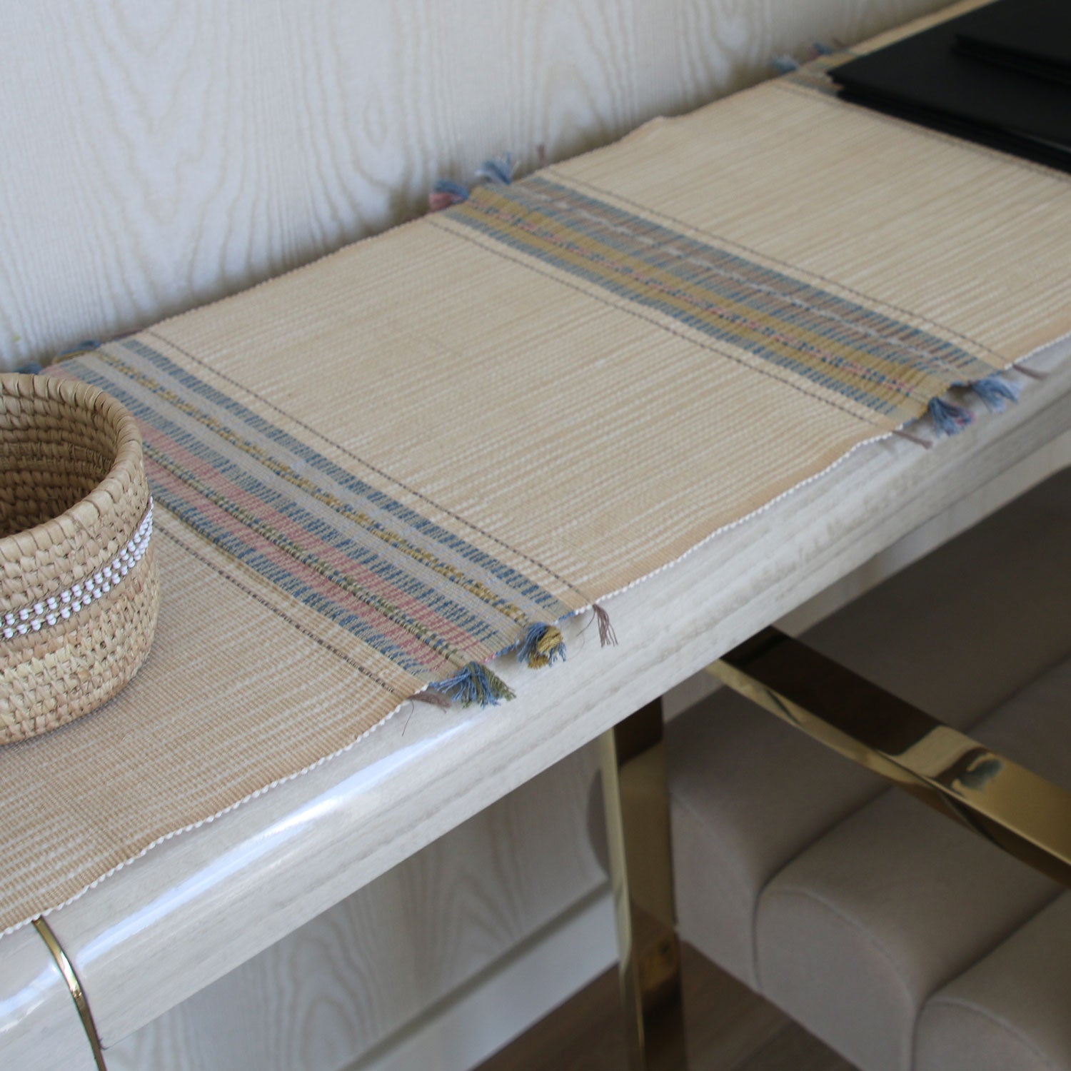 pink-creme-blue-fringe--narrow-side-table-runner-cloth