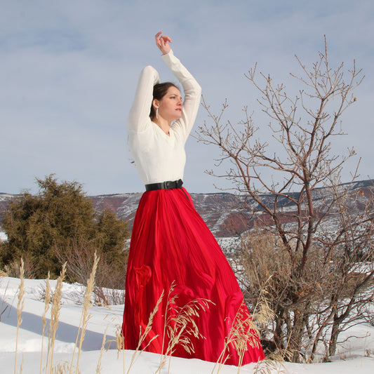 Painterly Bias Silk Chiffon Skirt / Custom Color Choice Available