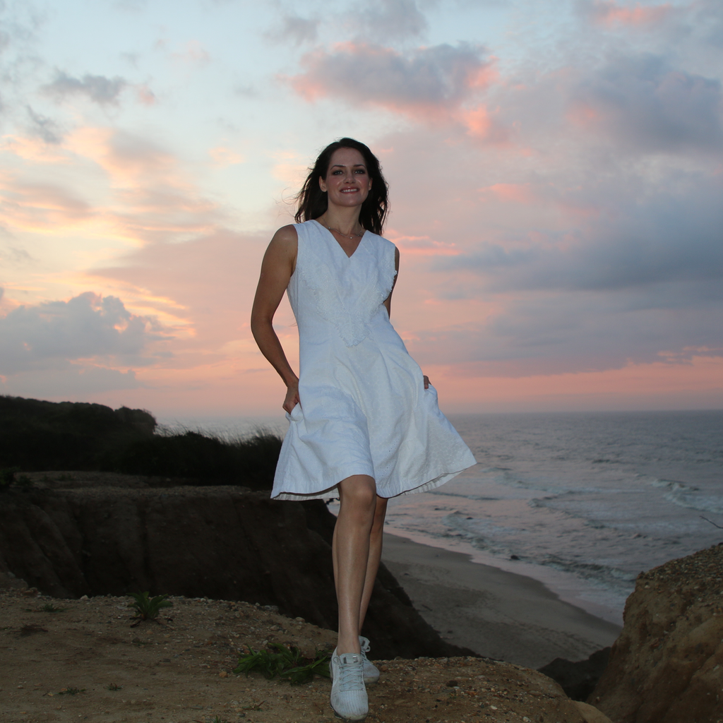 White patchwork lace sales dress