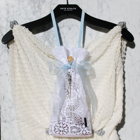 Cotton Lace with Blue Organza Ribbon Closet Sachet 1/1