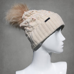 Seashell Bead Cable Knit Hat