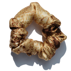 Italian-cream-and-brown-printed-python-snakeskin-silk-charmesue-scrunchie