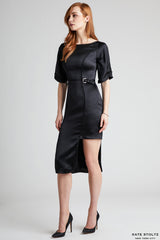 kate stoltz black hammered silk dress