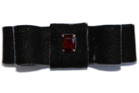 Ruby Crystal Embellished Black Velvet Hair Bow