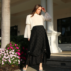 White-kate-stoltz-blouse-black-wool-skirt