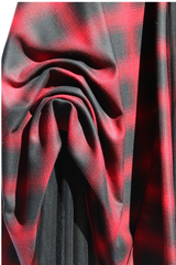 black red tartan plaid ruched maxi skirt