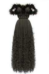 black-silk-chiffon-gown-with-feathers