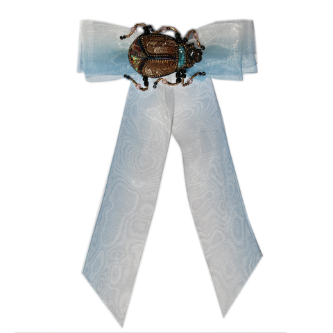 Bejeweled Blue Organza Hair Bow Clip / Variants
