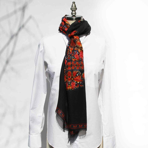 Black Butterfly Skull Italian Modal Cashmere Scarf