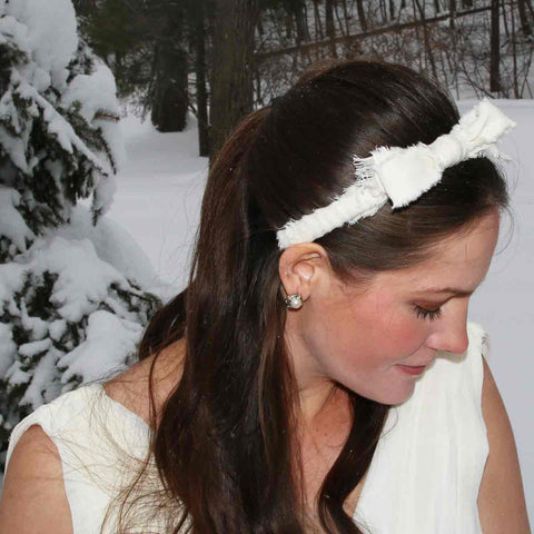 Frayed Linen Headband with Bow