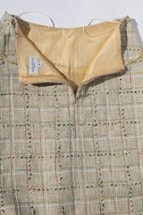 Beige Plaid Tweed Skirt