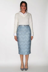 diamond quilted aqua skirt