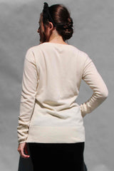 White Creme Regenerated Italian Cashmere Sweater