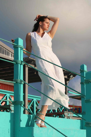 Frayed Linen Summer Dress / Multiple Colors