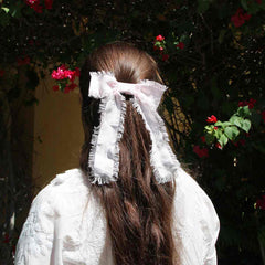 Frayed Linen Hair bow Clip / Multiple Colors Available