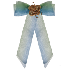 Bejeweled Bluegreen Organza Hair Bow Clip / Variants