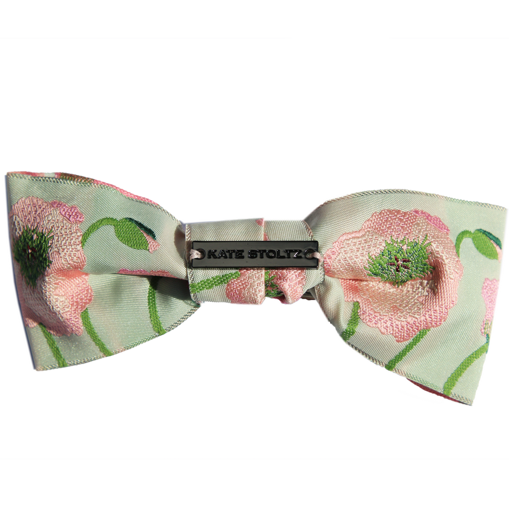 large green and pink floral hair bow clip