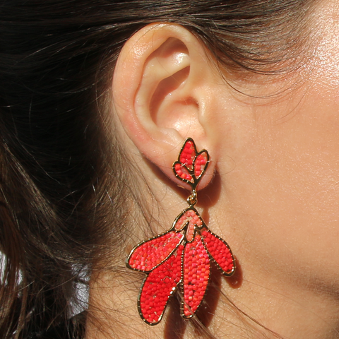 Bloem Coral Floral Earrings X Mishky