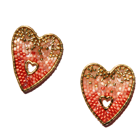 Handbeaded Heart Earrings X Mishky